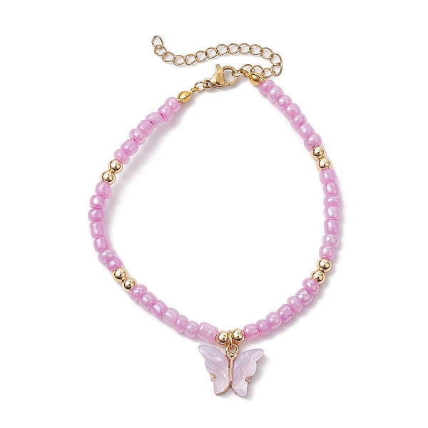 

PandaHall Butterfly Alloy Acrylic Charm Bracelets, Glsss Seed Beaded Bracelets for Women, Violet, 9-7/8 inch(25cm) Seed Beads Butterfly..., Purple