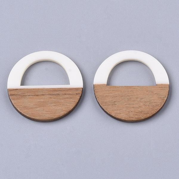 

PandaHall Resin & Walnut Wood Pendants, Opaque, Waxed, Flat Round Shaped Bag, White, 28x3mm, Hole: 10x17mm Resin+Wood Bag White