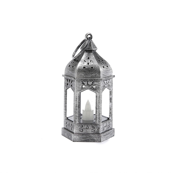 

PandaHall Lantern Shape European Candlestick, Moroccan Festival Decoration Retro Plastic Wind Lamp, Antique Silver, 12.5x6.5cm Plastic...