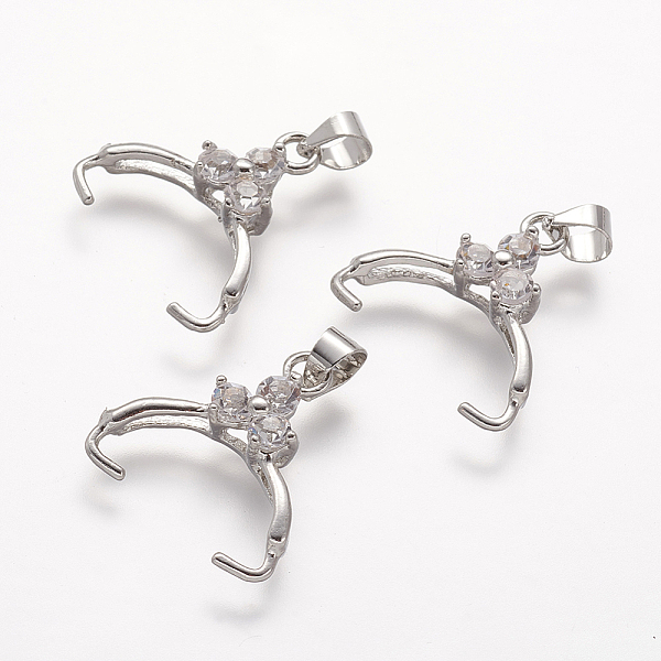 

PandaHall Rack Plating Brass Ice Pick and Pinch Bails, Long-Lasting Plated, with Rhinestone, Platinum, 17~18x12~13x5mm, Hole: 4x4.5mm, Pin...