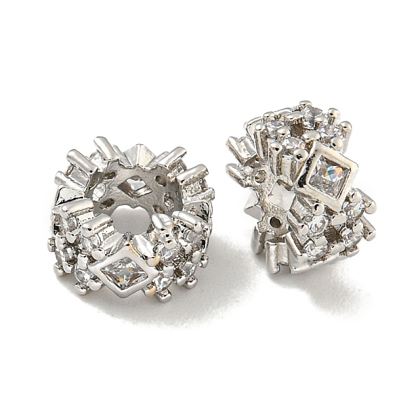 

PandaHall Rack Plating Brass Micro Pave Clear Cubic Zirconia European Beads, Large Hole Beads, Long-Lasting Plated, Lead Free & Cadmium Free...