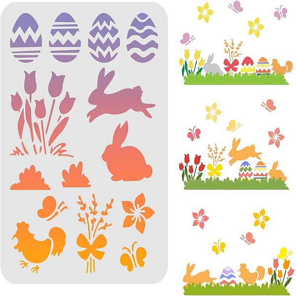 PandaHall FINGERINSPIRE Easter Drawing Painting Stencils (11.6x8.3inch) Easter Theme Templates Egg Stencils Bunny Drawing Stencil...