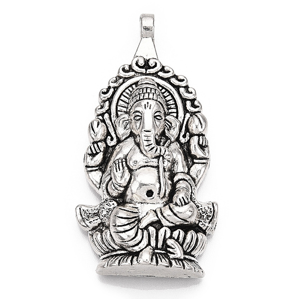 

PandaHall Tibetan Style Alloy Big Pendants, Hindu Elephant God Lord Ganesh Statue, Cadmium Free & Nickel Free & Lead Free, Antique Silver...