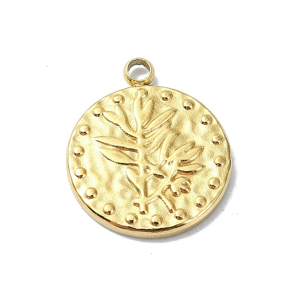 

PandaHall Ion Plating(IP) 304 Stainless Steel Pendants, Real 18K Gold Plated, Flat Round Charm, Leaf, 14.5x12.5x1.5mm, Hole: 1.6mm 304...