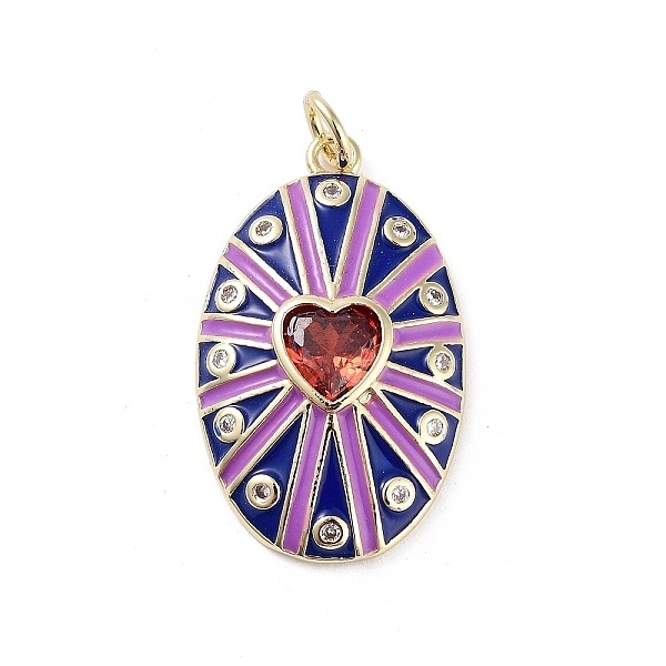 

PandaHall Rack Plating Brass Micro Pave Clear Cubic Zirconia Pendants, with Enamel, Long-Lasting Plated, Lead Free & Cadmium Free, Oval with...