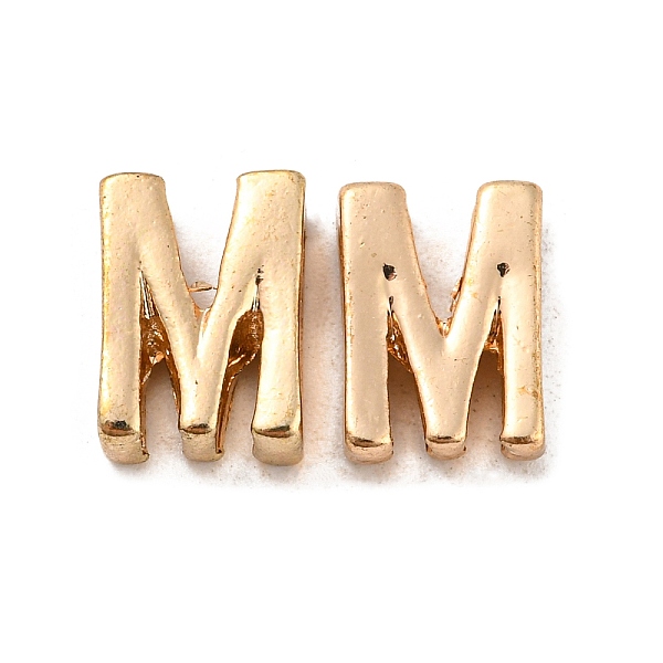 

PandaHall Golden Plated Alloy Beads, Initial Letter, Letter.M, 10x3mm, Hole: 1.8mm Alloy Letter M