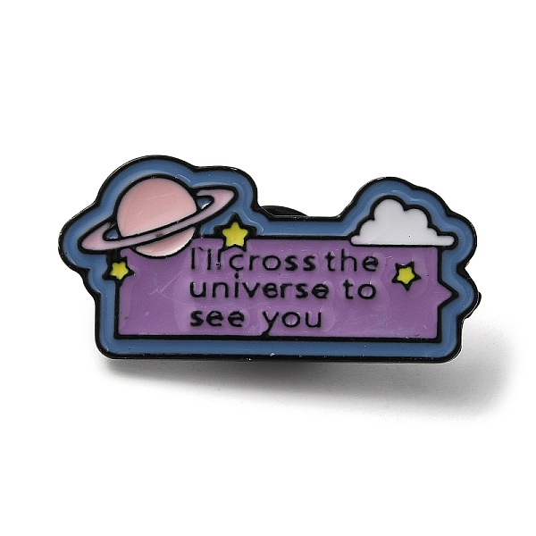 

PandaHall Inspirational Word I'll Cross the Universe to See You & Planet Enamel Pins, Alloy Badge for Men Women, Medium Purple, 16.5x34x2mm...