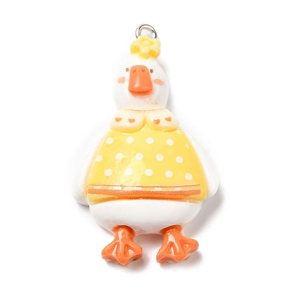 

PandaHall Opaque Resin Pendants, Duck Charms with Platinum Tone Iron Loops, Gold, 38~41x22~23x8~9mm, Hole: 2mm Iron+Resin Duck Gold