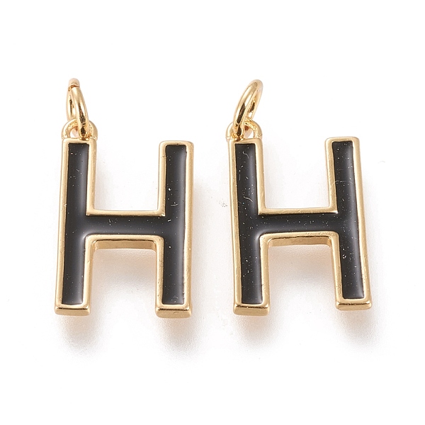 

PandaHall Brass Enamel Pendants, with Jump Ring, Long-Lasting Plated, Real 18K Gold Plated, Letter.H, Black, Letter.H, H: 18x11x1.8mm, Jump...