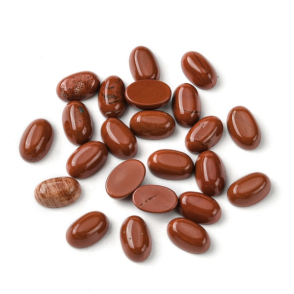 

PandaHall Natural Red Jasper Cabochons, Oval, 6x4x2~2.5mm Red Jasper Oval