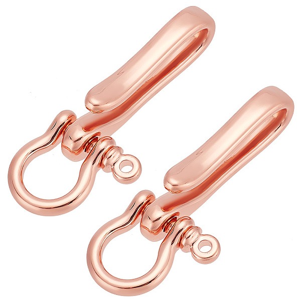

PandaHall 2Pcs Brass Shackle Clasps with Brass S Hook Clasps, Car Keychain for Men Wallet Chain Accessory, Rose Gold, 65x25x15mm, Hole...