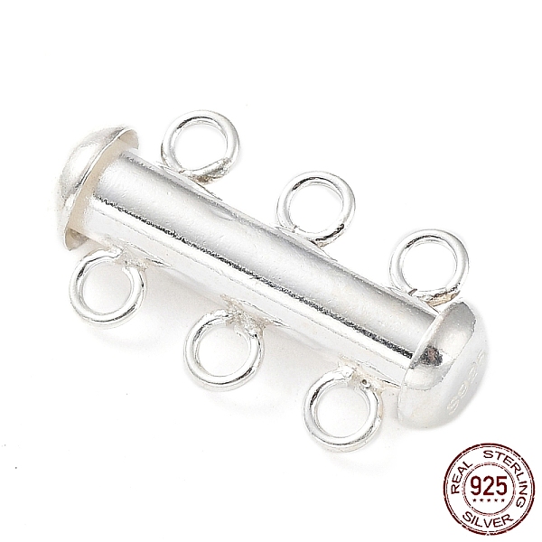 

PandaHall 925 Sterling Silver Slide Lock Clasps, Peyote Clasps, 3 Strands, 6 Holes, Tube, Silver, 20x11x6mm, Hole: 1.9mm Sterling Silver