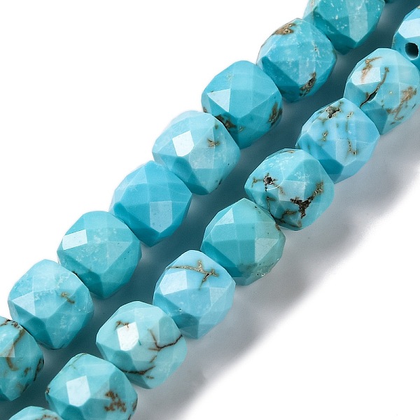 

PandaHall Natural Howlite Beads Strands, Dyed, Faceted Rhombus Cut, Cube, Medium Turquoise, 5x5x5mm, Hole: 1mm, about 70~81pcs/strand...