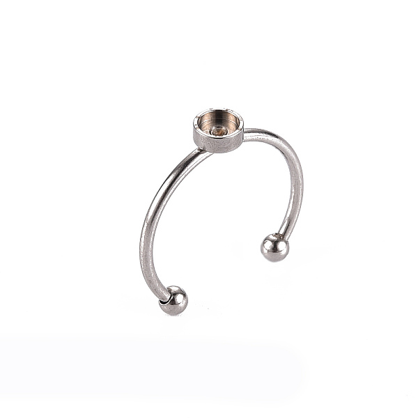 

PandaHall 201 Stainless Steel Cuff Pad Ring Settings, Laser Cut, Flat Round, Stainless Steel Color, Tray: 4mm, US Size 8(18mm) 201 Stainless...