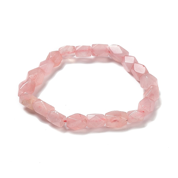 Bracelet Extensible En Perles De Pépite De Quartz Rose Naturel