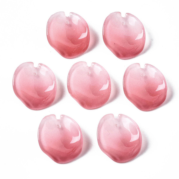 

PandaHall Two Tone Spray Painted Glass Pendants, Petal, Indian Red, 20~21x18~19x7~8mm, Hole: 1mm Glass Petaline