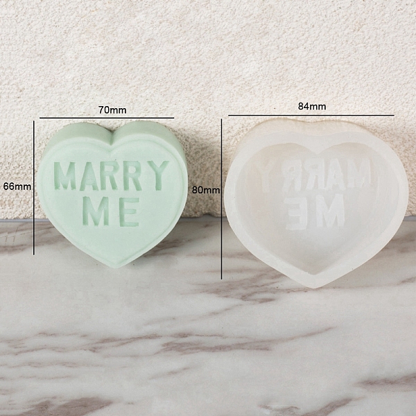 

PandaHall DIY Silicone Heart with Word Soap Molds, for Handmade Soap Making, Valentine's Day, White, 84x80x34mm Silicone Heart White