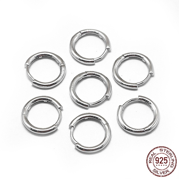 

PandaHall Rhodium Plated 925 Sterling Silver Hoop Earrings, Platinum, 12x2mm, Pin: 0.8mm Sterling Silver