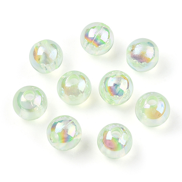 

PandaHall Transparent Acrylic Beads, AB Colors Plated, Round, Pale Green, 10mm, Hole: 1.8mm, about 950pcs/500g Acrylic Round