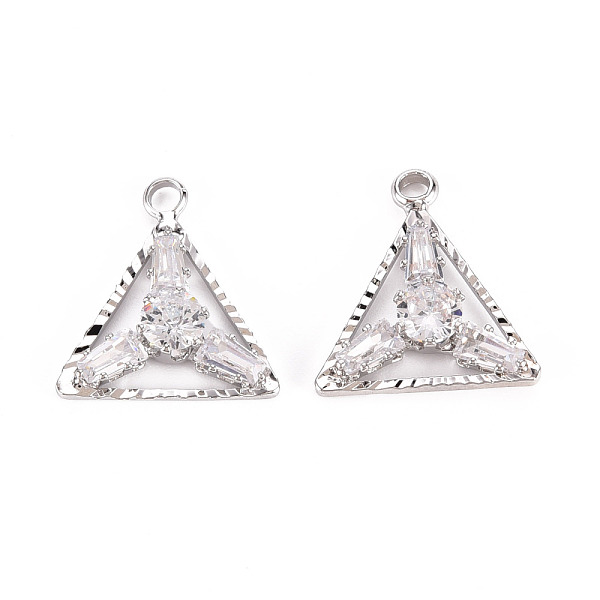 

PandaHall Brass Micro Pave Clear Cubic Zirconia Pendants, Triangle, Platinum, 18x17x4mm, Hole: 2mm Brass+Cubic Zirconia Triangle Clear