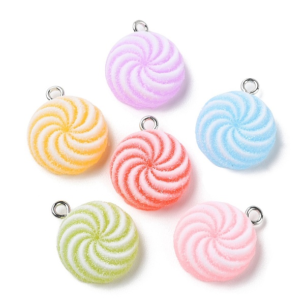 

PandaHall Translucent Resin Flat Round Pendants, Druzy Candy Charms with Platinum Plated Iron Loops, Mixed Color, 20x17x7mm, Hole: 2mm..., Multicolor