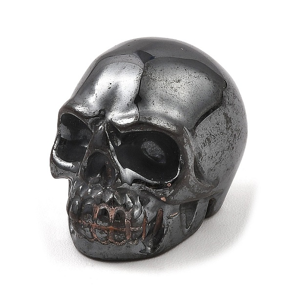 PandaHall Synthetic Non-Magnetic Hematite Skull Display Decorations, for Home Desktop Decoration, 23x34x26mm Non-magnetic Hematite Skull