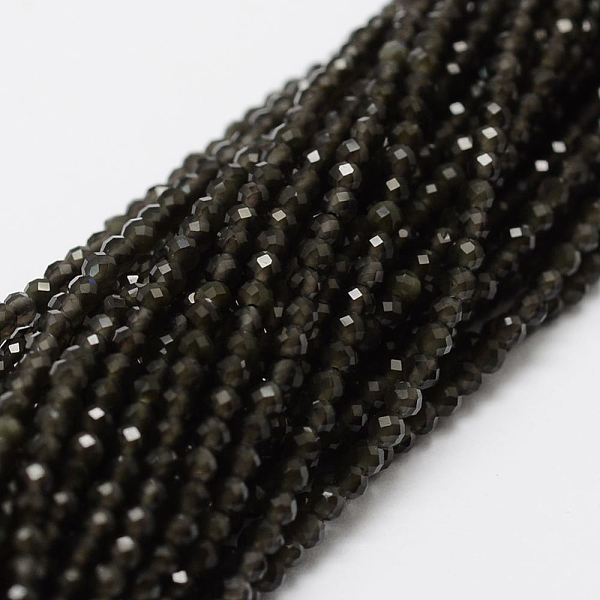 

PandaHall Natural Obsidian Bead Strands, Faceted, Round, 2mm, Hole: 0.5mm, about 160~179pcs/strand, 12.5 inch~12.9 inch(320~330mm) Obsidian...