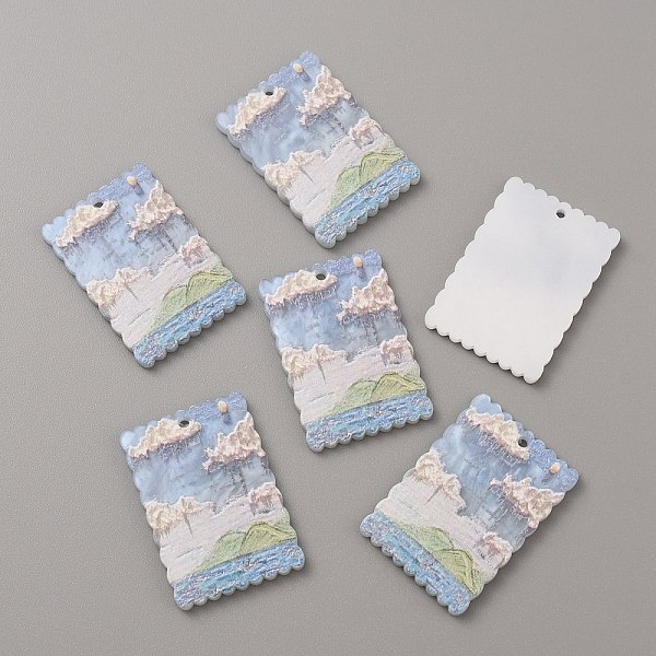 

PandaHall Embossed Printed Acrylic Pendants, Rectangle with Cloud Pattern, Snow, 36x25x2.5mm, Hole: 1.8mm Acrylic Rectangle White