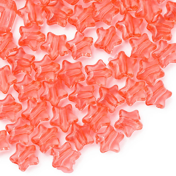

PandaHall Transparent Acrylic Beads, Star, Cerise, 9x9.5x5.5mm, Hole: 2mm, about 2000pcs/500g Acrylic Star Red