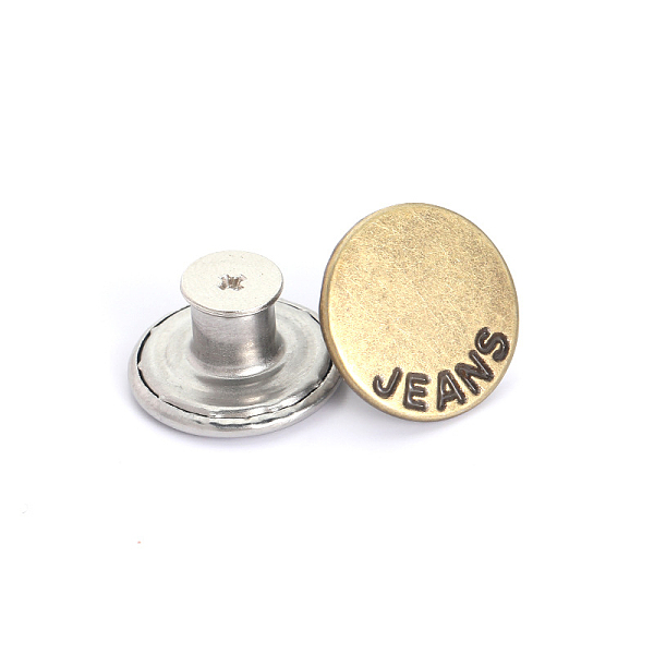 

PandaHall Alloy Button Pins for Jeans, Nautical Buttons, Garment Accessories, Round, Antique Bronze, 17mm Alloy Round