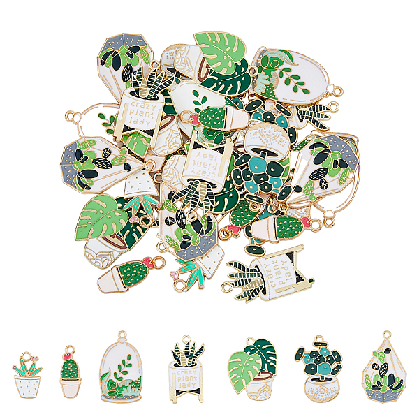 

PandaHall DICOSMETIC 35pcs 7 style Alloy Enamel Pendants, Pot Culture/Cactus, Light Gold, Mixed Color, 31x16.5x1.5mm, Hole: 2mm, 5pcs/style..., Multicolor