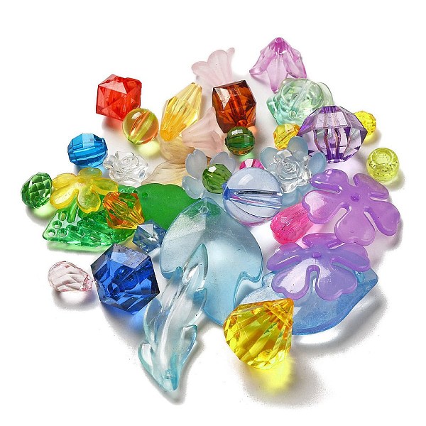 

PandaHall Transparent Frosted Acrylic Beads, Mixed Shapes, Mixed Color, 6~56x9~44.5x9~56mm, Hole: 1.6~3.8mm Acrylic Mixed Shapes Multicolor