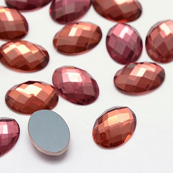 

PandaHall Faceted Glass Oval Cabochons, Indian Red, 18x13x3~5mm Glass Rhinestone Oval