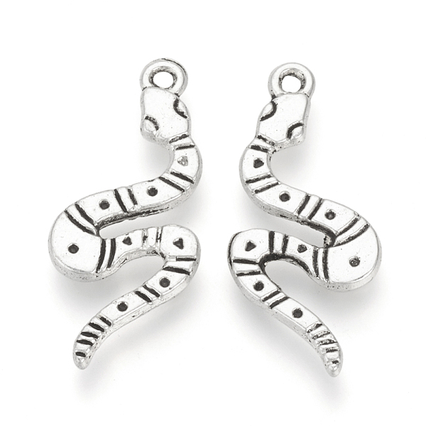 

PandaHall Tibetan Style Alloy Pendants, Snake, Cadmium Free & Lead Free, Antique Silver, 26x11x1.5mm, Hole: 1mm Alloy Snake