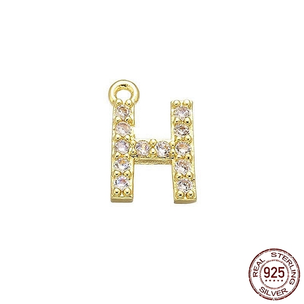 

PandaHall Real 18K Gold Plated 925 Sterling Silver Micro Pave Clear Cubic Zirconia Charms, Initial Letter, Letter H, 9x6x1.5mm, Hole: 0.9mm...