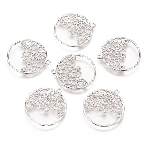 

PandaHall Brass Micro Pave Cubic Zirconia Pendants, Filigree Findings, Nickel Free, Flat Round, Real Platinum Plated, 23.5x21.5x1.5mm, Hole..., Clear