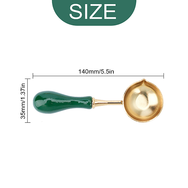 

PandaHall Wooden Handle Wax Sealing Stamp Melting Stainless Steel Spoon, for Wax Seal Stamp Melting Spoon Wedding Invitations Making, Light..., Green