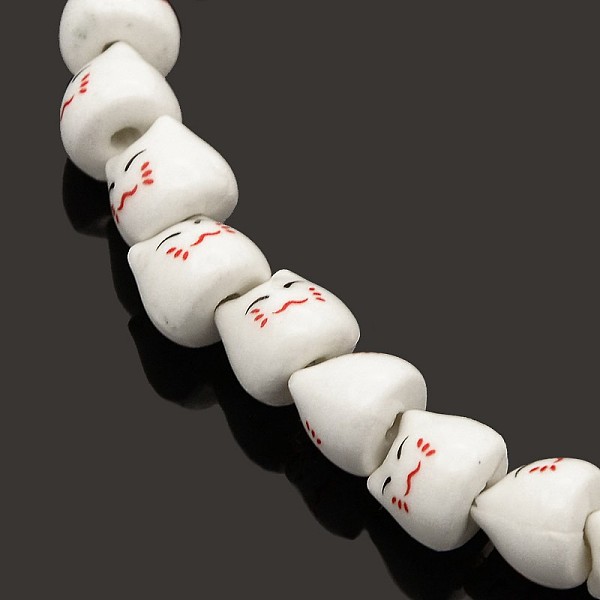 

PandaHall Handmade Kitten Bright Glazed Porcelain Ceramic Beads Strands, Cartoon Cat Head, White, 8x10x9mm, Hole: 2mm, about 40pcs/strand...