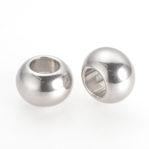 

PandaHall 201 Stainless Steel Beads, Large Hole Beads, Rondelle, Stainless Steel Color, 12x8mm, Hole: 6mm 201 Stainless Steel Rondelle