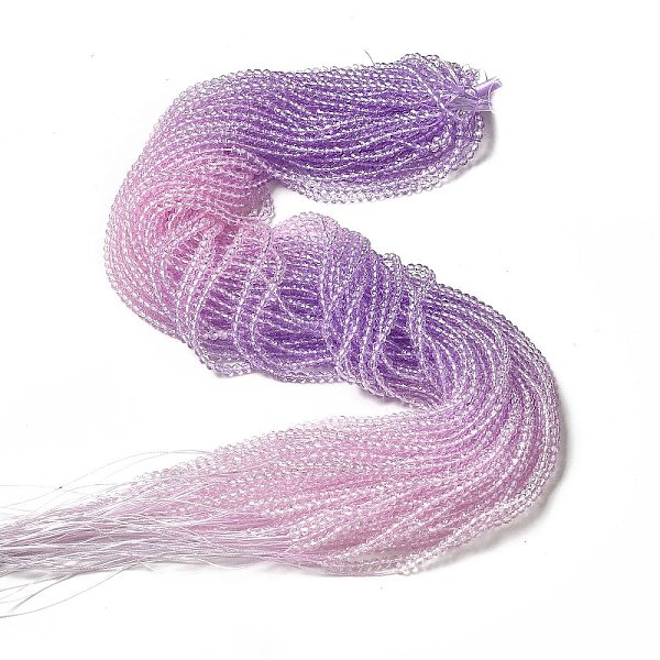 

PandaHall Transparent Gradient Color Glass Beads Strands, Faceted Round, Medium Purple & Pink, 3x2.8mm, Hole: 0.9mm, about 123pcs/strand...