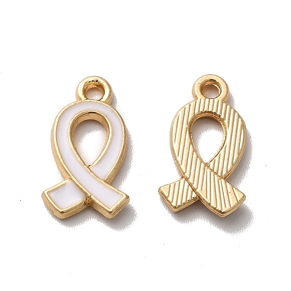 

PandaHall Alloy Enamel Pendants, Golden, Awareness Ribbon Charm, White, 17x10x2mm, Hole: 1.6mm Alloy+Enamel Awareness Ribbon White
