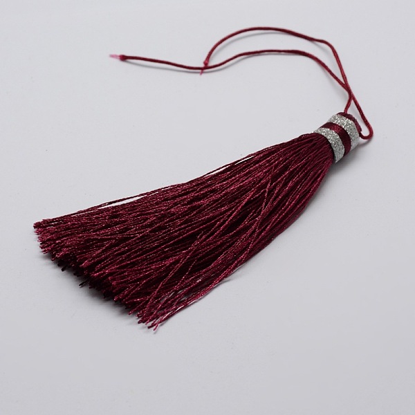 

PandaHall Nylon Tassels Big Pendant Decorations, Dark Red, 95x10.5mm Nylon Red