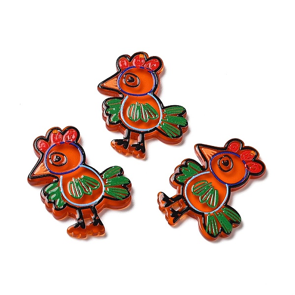 

PandaHall Thanksgiving Day Translucent Resin Pendants, Turkey Charms, Orange Red, 37x32x3mm, Hole: 1mm Resin Other Animal