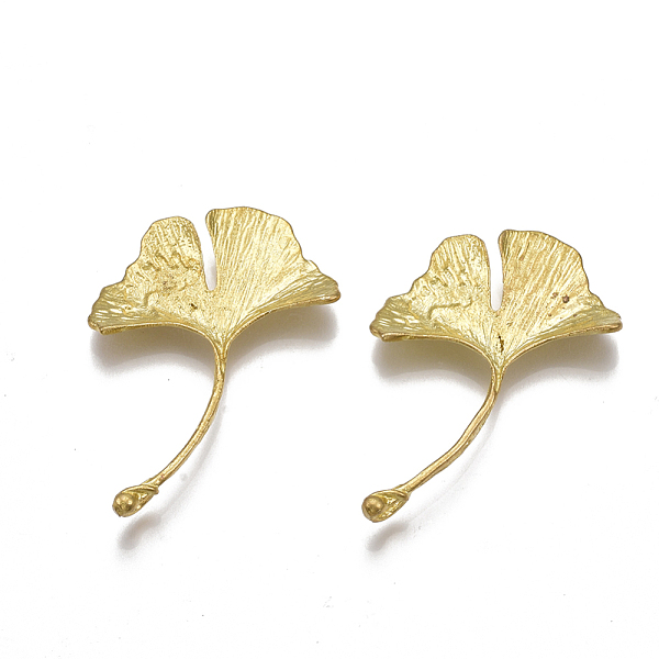 

PandaHall Brass Pendants, Nickel Free, Ginkgo Leaf, Raw(Unplated), 43x28x3mm, Hole: 1~3x2mm Brass Leaf