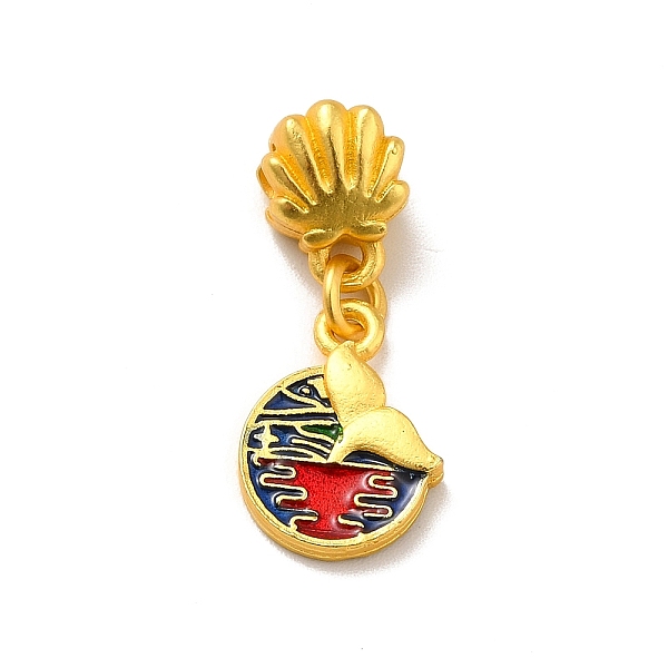 

PandaHall Rack Plating Alloy Enamel European Dangle Charm, Large Hole Pendant, Cadmium Free & Lead Free, Flat Round with Whale Tail, Matte..., Red