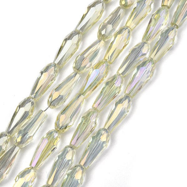 

PandaHall Electroplate Glass Beads Strands, Half Plated, Faceted, Teardrop, Rainbow Plated, 15x6mm, Hole: 1mm, about 50pcs/strand, 28.3 inch...