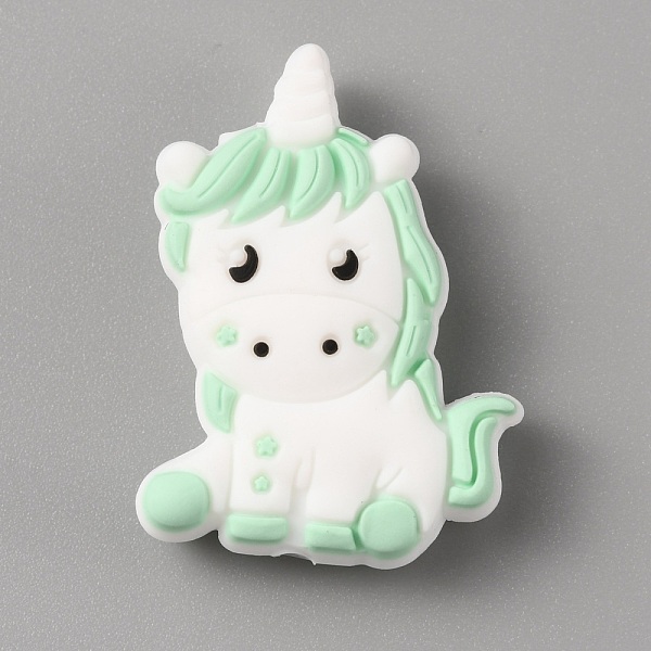 

PandaHall Silicone Beads, DIY Nursing Necklaces and Bracelets Making, Chewing Pendants For Teethers, Unicorn, Light Green, 33x23.5x9.5mm...
