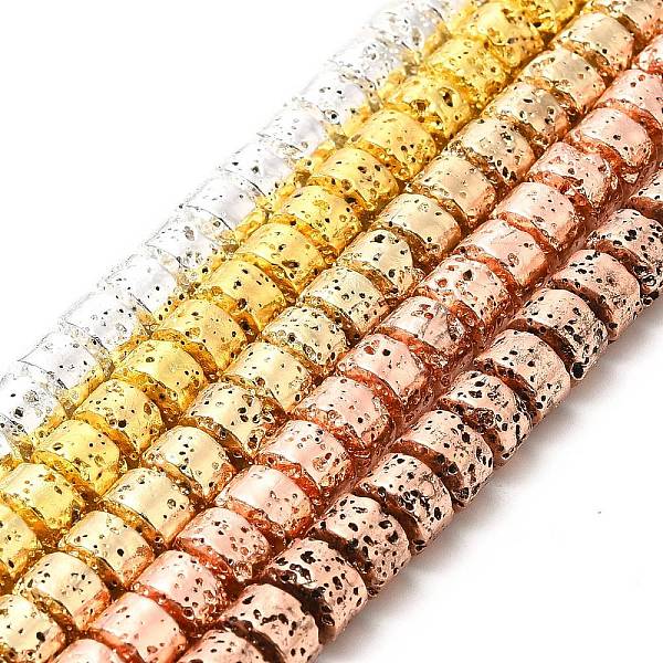 

PandaHall Electroplated Natural Lava Rock Beads Strands, Column, Mixed Color, 6x8.5mm, Hole: 1mm, about 64~66pcs/strand, 15.16~15.35 inch...