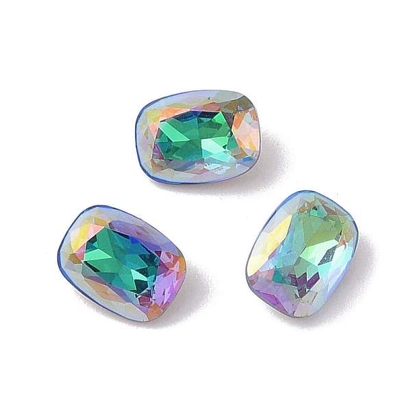 

PandaHall Glass Rhinestone Cabochons, Flat Back & Back Plated, Faceted, Rectangle, Sphinx, 8x6x3.3mm Glass Rhinestone Rectangle Green