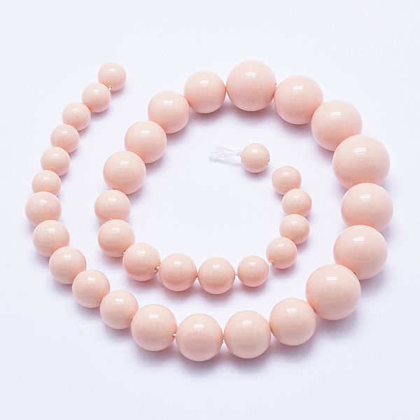 

PandaHall Electroplate Shell Pearl Beads Strands, Graduated, Round, Pink, 8~16mm, Hole: 1~1.5mm, about 37pcs/strand, 15.7 inch(40cm) Shell...